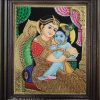 high embossed little krishna with yoshadha thanjavur painting